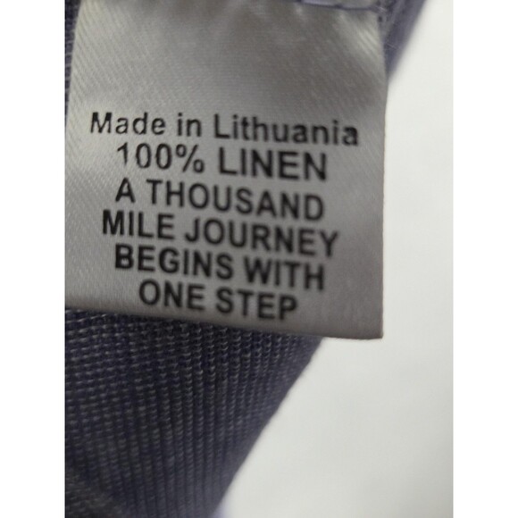 Flax Linen Tunic Shirt M Blue Button Front 3/4 Sleeve Minimalist Lagenlook - Picture 7 of 7